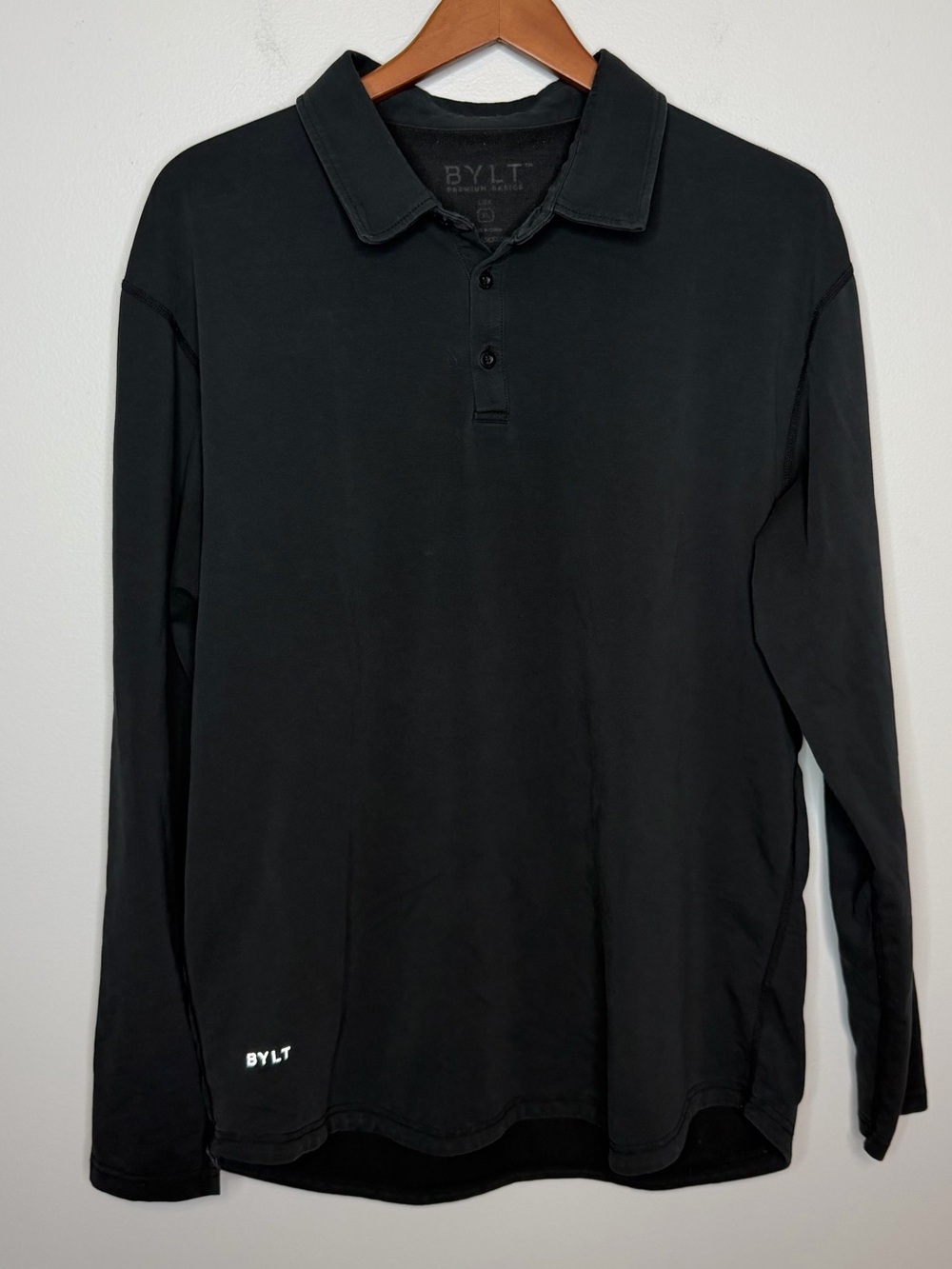 BYLT Premium Basics Lux Long Sleeve Black Polo Men’s XL
